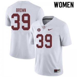 NCAA Women's Alabama Crimson Tide #39 Jahi Brown Stitched College 2019 Nike Authentic White Football Jersey YS17L83CN